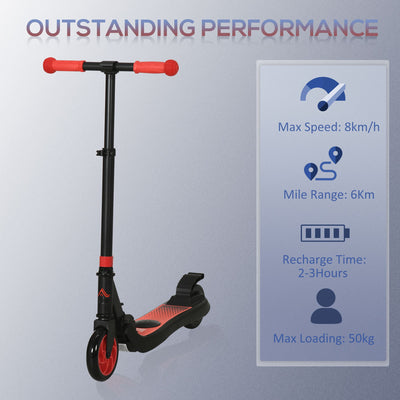 HOMCOM Folding Electric Scooter with Brake, for Ages 6+ Years, 8km/h Maximum Speed, Red 