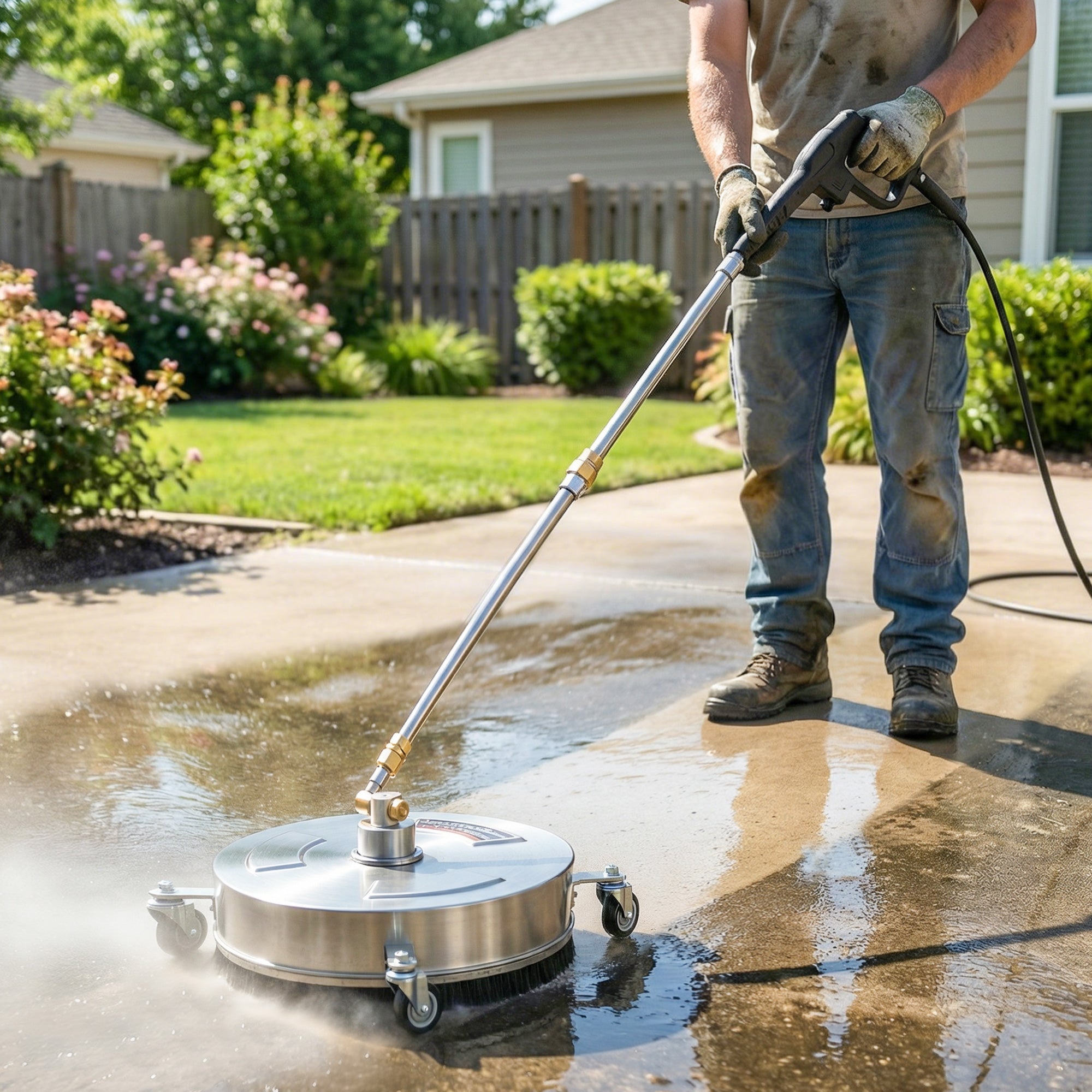 Outsunny Pressure Washer Surface Cleaner 3600 PSI Power Washer Rotary Surface Cleaner with 4 Wheels for Driveways 