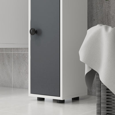 kleankin 180cm Slim Bathroom Cabinet, with Drawer, Shelves and Cupboards - Grey 