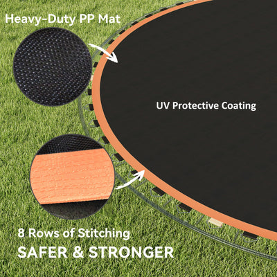 SPORTNOW Trampoline Replacement Mat with Spring Pull Tool, 42 V-Hooks, for 8ft Trampoline using 14cm Springs, Orange 