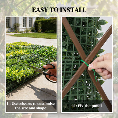 Outsunny Artificial Plant Wall Panel, 100x100 cm Artificial Grass Backdrop Wall, Green 
