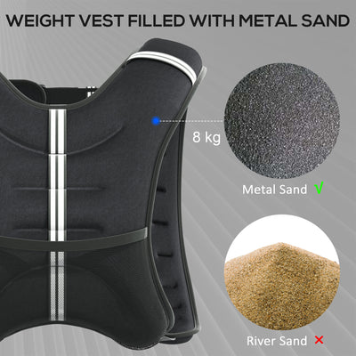 HOMCOM 8KG Weighted Vest, Running Weight Vest with Adjustable Strap, Convenient Pocket and Reflective Strips for Men and Women 