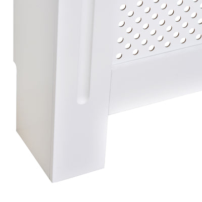 HOMCOM Wooden Radiator Cover Heating Cabinet Modern Home Furniture Grill Style  White Painted (Small) 