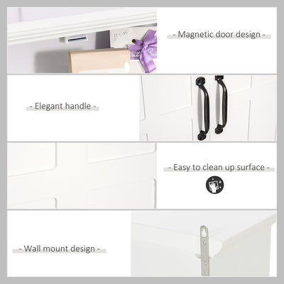 HOMCOM Bathroom Wall Cabinet, Medicine Cabinet, Kitchen Cupboard with 2 Doors and Adjustable Shelf, White 