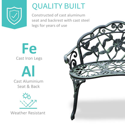 Outsunny Cast Aluminum Garden Bench-Antique Green 