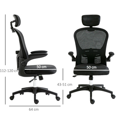 Vinsetto Multi-Adjustable Office Chair, with Lumbar Support, Headrest and Mesh Back - Black 