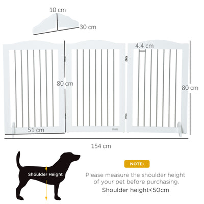 PawHut Foldable Dog Gate, Freestanding Pet Gate, with Two Support Feet, for Staircases, Hallways, Doorways - White 