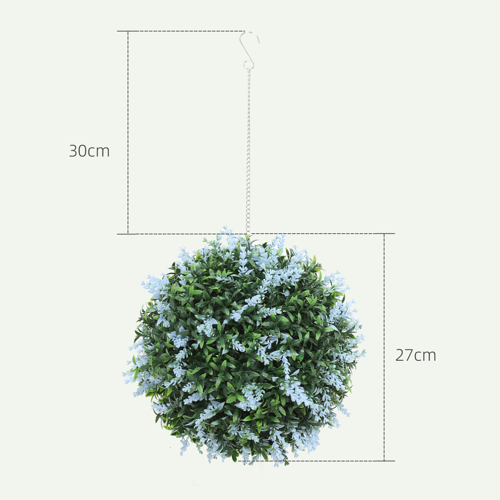 HOMCOM Set of 2 Artificial Plant Topiary Balls, UV-protected Fake Decorative Plants, Blue 