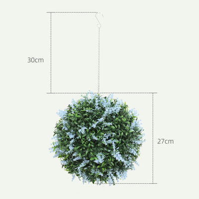 HOMCOM Set of 2 Artificial Plant Topiary Balls, UV-protected Fake Decorative Plants, Blue 