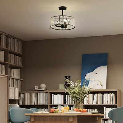 HOMCOM Crystal Ceiling Light, Semi Flush Mount Modern Crystal Chandelier Ceiling Light, E14 Base 3-Lights, Bulbs Not Included 