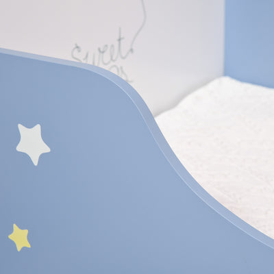 HOMCOM Toddler Bed Frame, Kids Bedroom Furniture for Boys Girls with Safe Guardrails, Low Junior Blue 