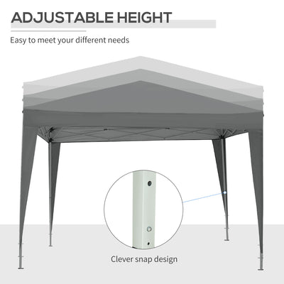 Outsunny 3 x 3 Meters Pop Up Water Resistant Gazebo Wedding Camping Party Tent Canopy Marquee with Carry Bag and 2 Windows, Grey 