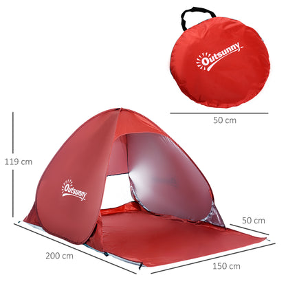 Outsunny Pop-up Portable Beach Tent-Red 