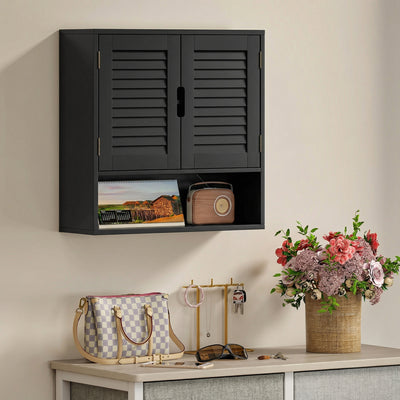HOMCOM Bathroom Cabinet, Wall Mounted Storage Cabinet with Adjustable Shelves, 60 x 20 x 60 cm, Black 