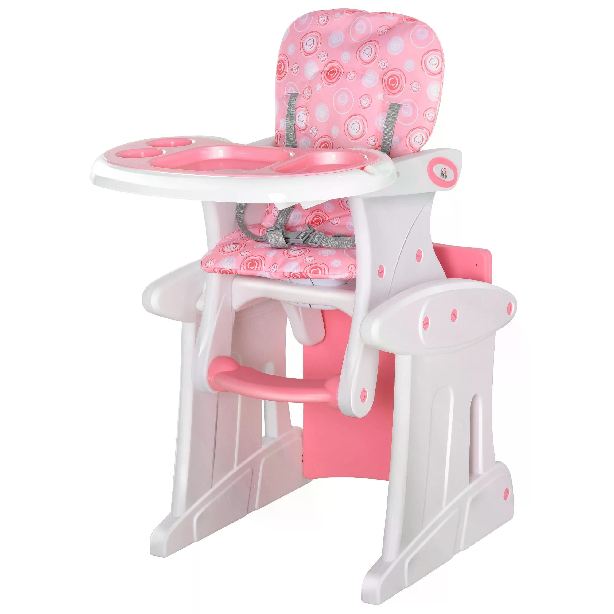 HOMCOM HDPE 3-in-1 Baby Booster High Chair Pink 