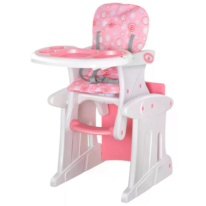 HOMCOM HDPE 3-in-1 Baby Booster High Chair Pink 