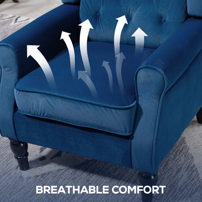 HOMCOM Wingback Accent Chair, Retro Upholstered Button Tufted Occasional Chair for Living Room and Bedroom, Blue 