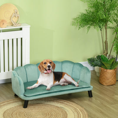 PawHut Dog Sofa, Pet Couch Bed for Medium, Large Dogs, with Legs, Cushion - Green 