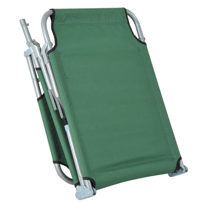 Outsunny Reclining Sun Lounger Chair Folding Camping Bed with 4-Position Adjustable Backrest, for Travel Indoor Outdoor Office Fishing, Green 