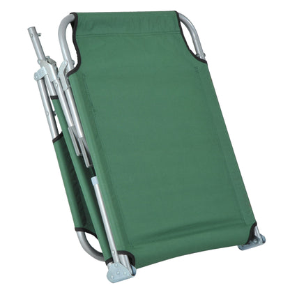 Outsunny Reclining Sun Lounger Chair Folding Camping Bed with 4-Position Adjustable Backrest, for Travel Indoor Outdoor Office Fishing, Green 