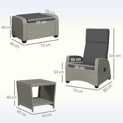 Outsunny 5-Piece Rattan Garden Furniture Set with Cushions - Charcoal Grey 