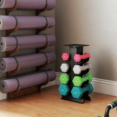 SPORTNOW Hex Dumbbells Set with Dumbbell Rack, Hand Weights for Home Gym Strength Training, 2 x 1kg, 2 x 2kg, 2 x 3kg, 2 x 4kg 