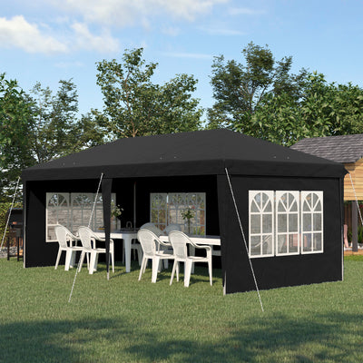 Outsunny 3 x 6m Pop-Up Gazebo, with Removable Walls - Black 