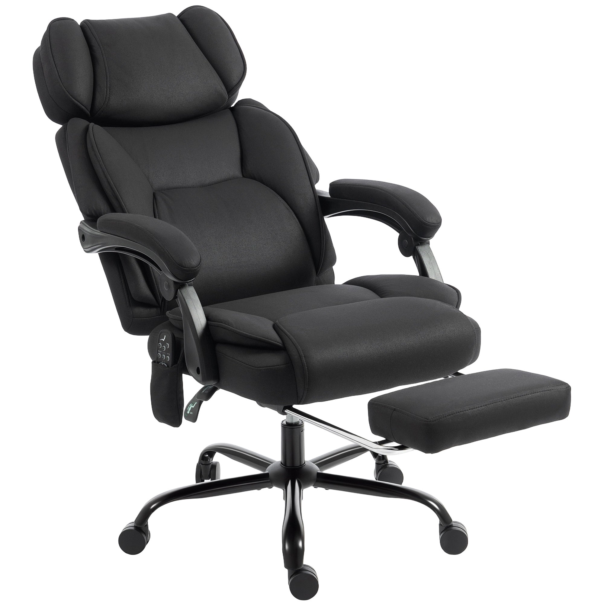 HOMCOM High Back Vibration Massage Office Chair Heated Reclining Computer Chair w/ Adjustable Height, Swivel Wheels, Black 