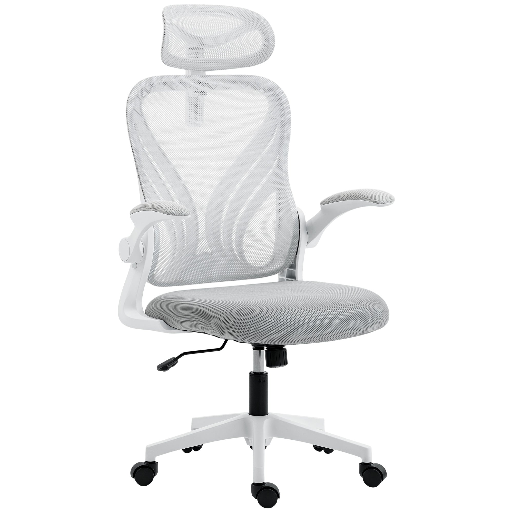 HOMCOM Ergonomic Office Chair with Foldable Backrest, 2D Headrest - Light Grey 