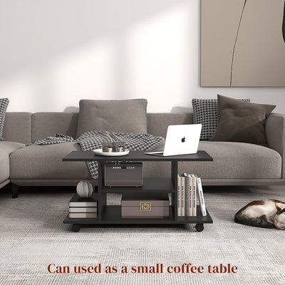 HOMCOM Modern TV Cabinet Stand Storage Shelves Table Mobile Bedroom Furniture Bookshelf Bookcase Black 