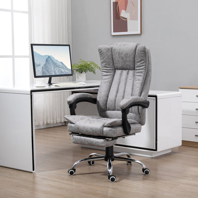 Vinsetto Office Chair with Massage and Heat, Microfibre Reclining Computer Desk Chair with Footrest and Adjustable Height, Swivel Wheels for Home Office, Grey 