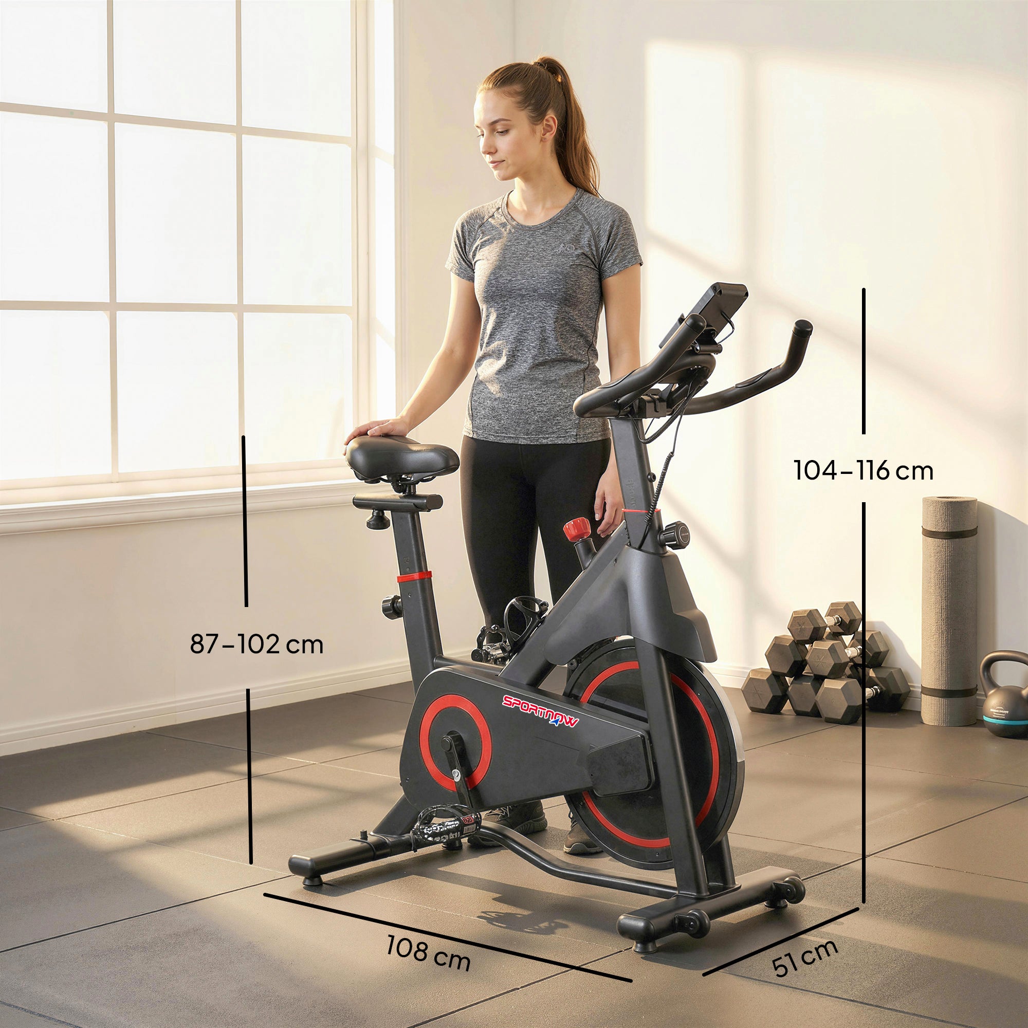 SPORTNOW Exercise Bike, Stationary Bike with Adjustable Magnetic Resistance, Indoor Cycling Equipment with LCD Display 