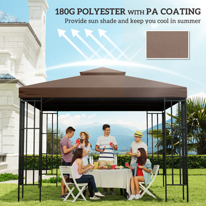 Outsunny 3x3 m Double-Tier Canopy Top Replacement-Coffee 