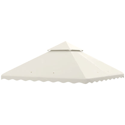 Outsunny 3 x 3 m Gazebo Canopy Replacement Covers, 2 - Tier Gazebo Roof Replacement TOP COVER ONLY, Cream White 