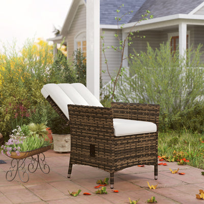 Outsunny 105°-150° Reclining Rattan Chair - Cream 