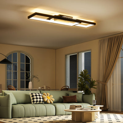 HOMCOM LED Ceiling Light, Modern Dimmable Ceiling Light with Wall Switch & Remote Control, Flush Mount Fixture Lamp with 3000-6000K Colour Temperatures for Living Room, Bedroom, Black 