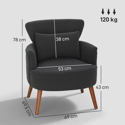 HOMCOM Corduroy Retro Accent Chair - Black 