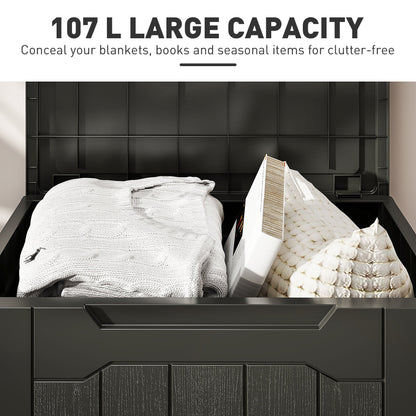 HOMCOM 107 L Plastic Storage Chest with Lid - Charcoal Grey 