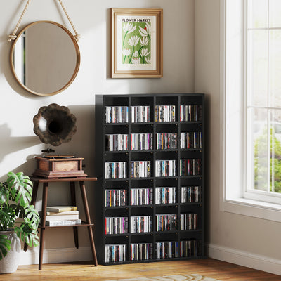 HOMCOM CD Storage Unit with Adjustable Shelves, 89 x 130.5 cm, Black 
