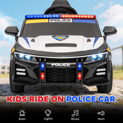 AIYAPLAY Kids Electric Ride on Police Car with Remote Control, Music, Horn, Siren Flashing Lights for 3-5 Years Old, Multicolour 