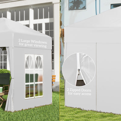 Outsunny Pop Up Gazebo Canopy, size (2 x2m)-White 