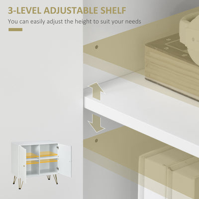 HOMCOM Storage Cabinet Slim Sideboard with Golden Hairpin Legs Adjustable Shelves for Living Room Dining Room Hallway White 