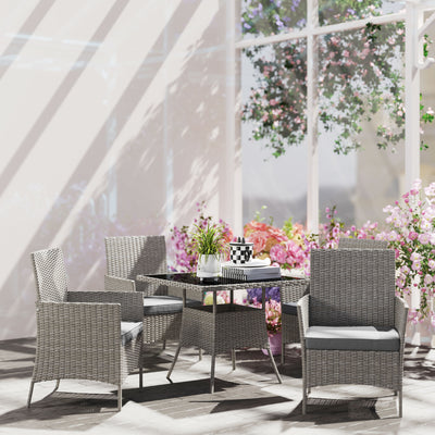 Outsunny Five-Pieces Rattan Dining Set - Light Grey 