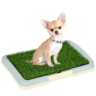 PawHut Puppy Training Pad, Indoor Portable Puppy Pad, with Artificial Grass, Grid, Panel, Tray, 46.5 x 34cm 