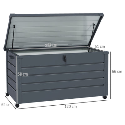 Outsunny 311L Galvanised Steel Garden Storage Box, with Lock - Dark Grey 