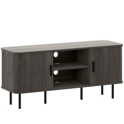 HOMCOM TV Stand Cabinet for TVs up to 55 Inches, TV Unit with Storage Shelves and Cupboard for Living Room, Grey 