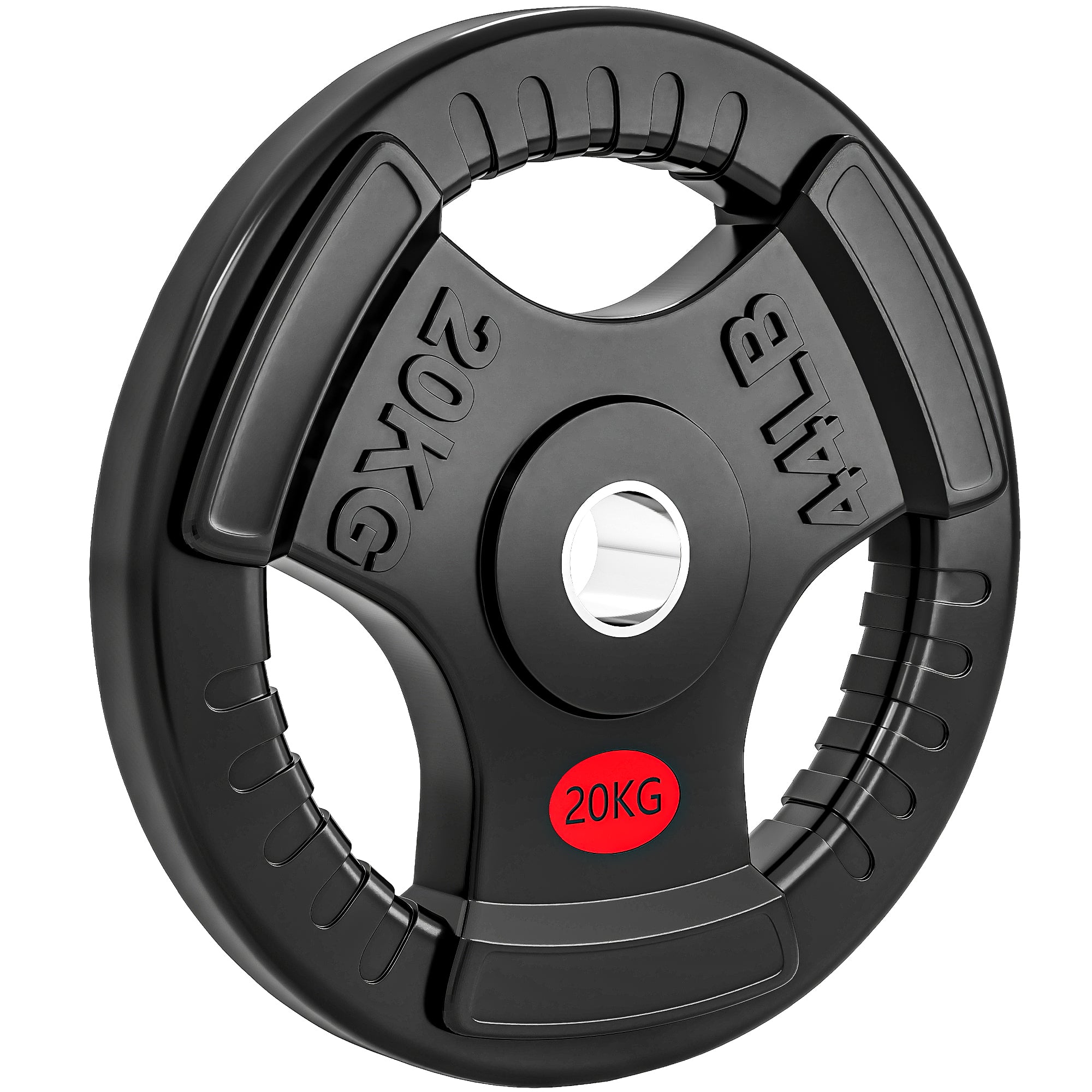 SPORTNOW Olympic Weight Plate, 2"/5cm Weight Disc with Tri-Grips, 20kg Dumbbell Plate for Weightlifting and Strength Training Home Gym Fitness Workout, Black 