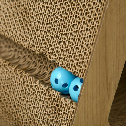 PawHut Cat Scratcher with Catnip, Toy Ball, for Indoor Cats - Sand Brown 