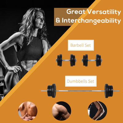 HOMCOM Dumbbell and Barbell Set with 65kg Adjustable Barbell Weights Set, for Home Gym - Black 