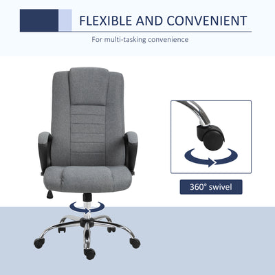 Vinsetto Office Chair, Computer Desk Chair, Linen Fabric Swivel Chair with Adjustable Height, Rolling Wheels for Home and Study, Grey 